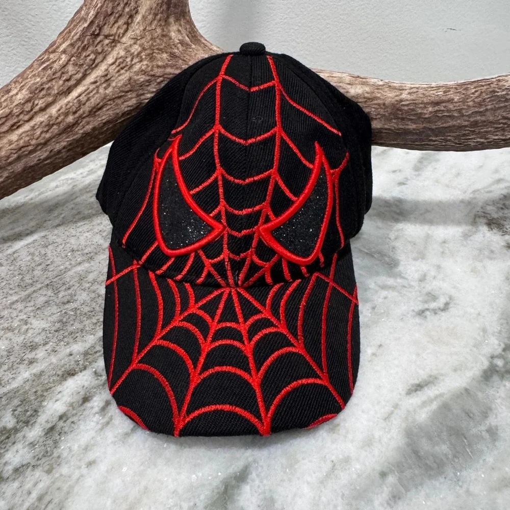 Marvel Spider-Man Miles Morales Red Black Web Glitter Baseball Cap Hat